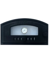 Ușă din fontă cu geam pentru cuptor, cu termometru